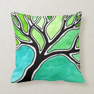 Coussin Arbre d'hiver dans des tons verts
