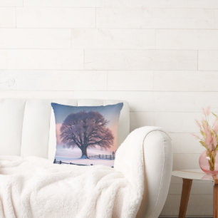 Coussin Arbre d'hiver et clôture