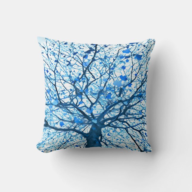 Coussin Arbre élégant (bleu) (Recto)