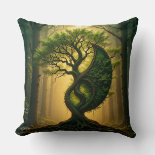Coussin Arbre Fantastique Façonné en Yin Yang dans un Bois