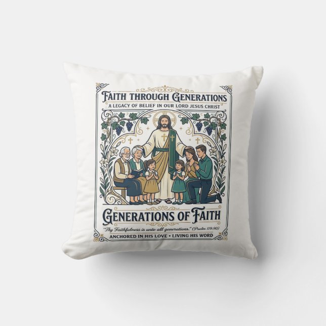 Coussin Arbre Généalogique de Jésus Chemise Foi Basée Desi (Recto)