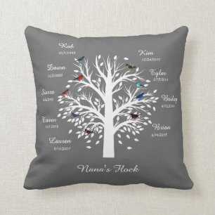 Coussin Arbre généalogique du troupeau de Nana ; 9 noms