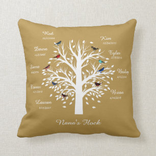Coussin Arbre généalogique du troupeau de Nana ; 9 noms