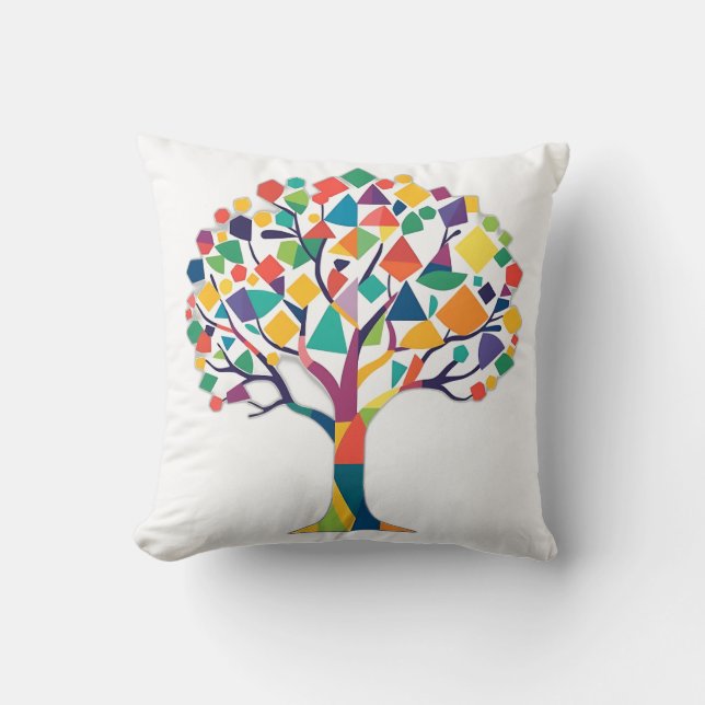 Coussin Arbre géométrique Abstrait (Recto)
