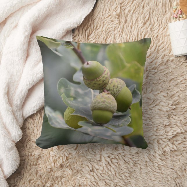Coussin Arbre gland vert jeté en bambou bois (Couverture)
