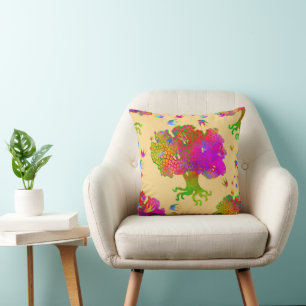 Coussin Arbre Oiseaux soleil