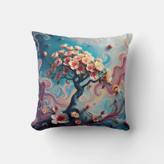 Coussin Arbre surréel avec fleurs florissantes