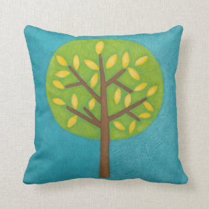 Coussin Arbre vert avec le feuille jaune de Chariklia