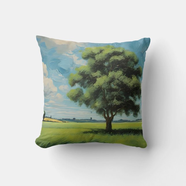 Coussin Arbre vert et ciel bleu (Recto)