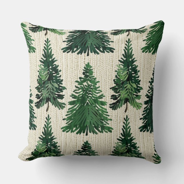 Coussin Arbres À feuillage persistant de Noël rustiques (Recto)