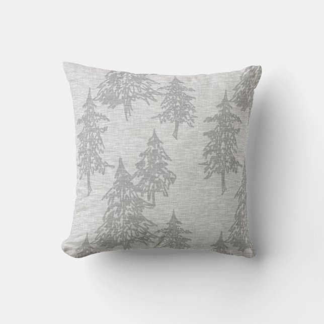 Coussin Arbres à feuillage persistant - gris clair (Recto)