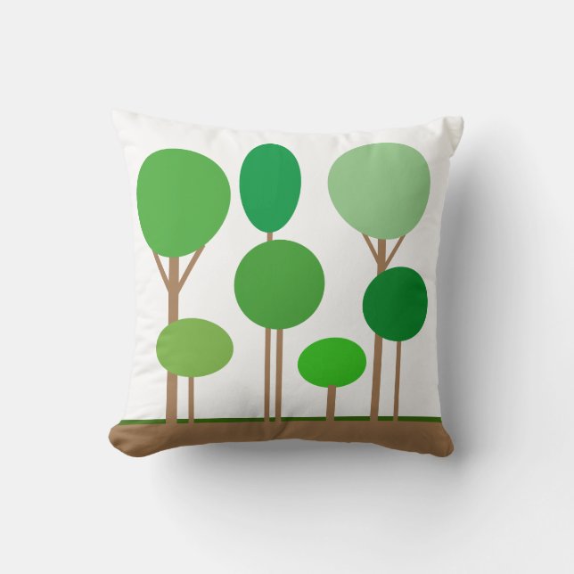 Coussin Arbres Abstraits Modernes sur Fond Blanc (Recto)