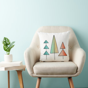 Coussin arbres arc-en-ciel modernité du milieu du siècle b