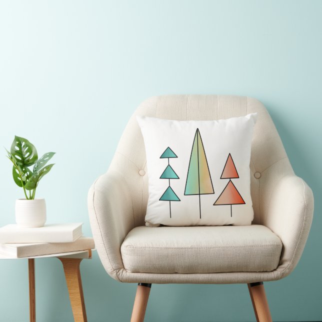 Coussin arbres arc-en-ciel modernité du milieu du siècle b (Chaise)