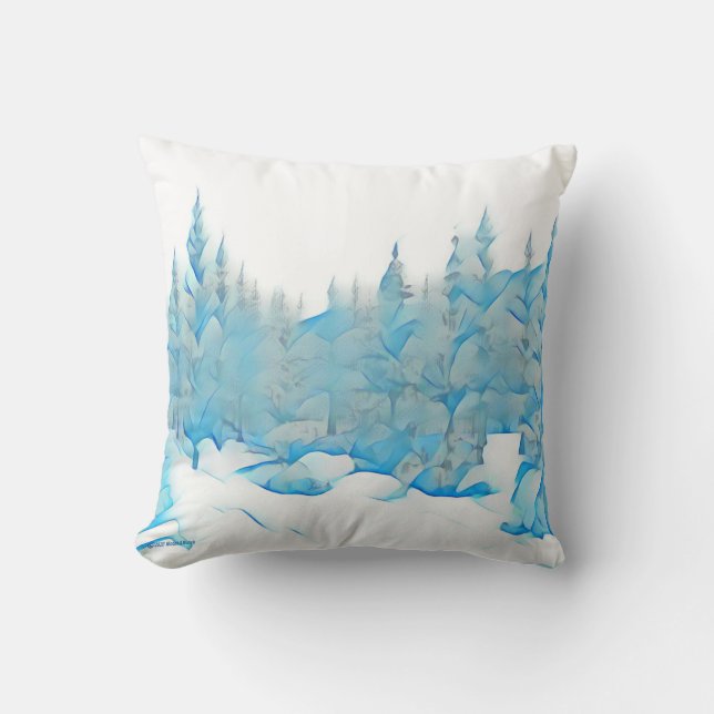 Coussin Arbres bleus neigeux (Recto)