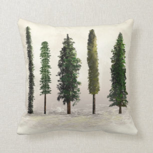 Coussin Arbres de la forêt verte vintage rustique boisé