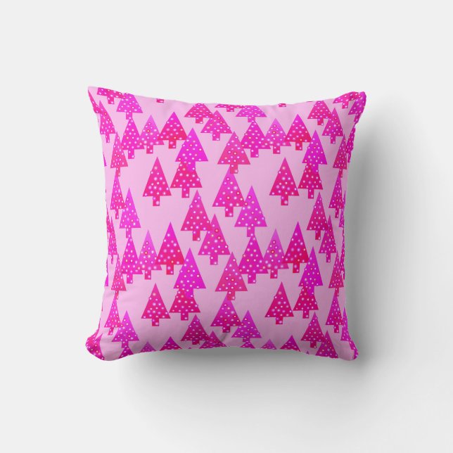 Coussin Arbres de Noël à fleurs modernes - rose fuchsia (Recto)