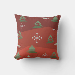 Coussin Arbres de Noël Abstraits du milieu du siècle
