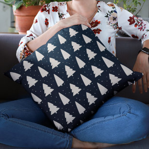 Coussin Arbres de Noël blancs modernes classiques vacances