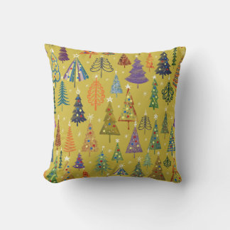 Coussin Arbres de Noël colorés : Arrière - plan festif.