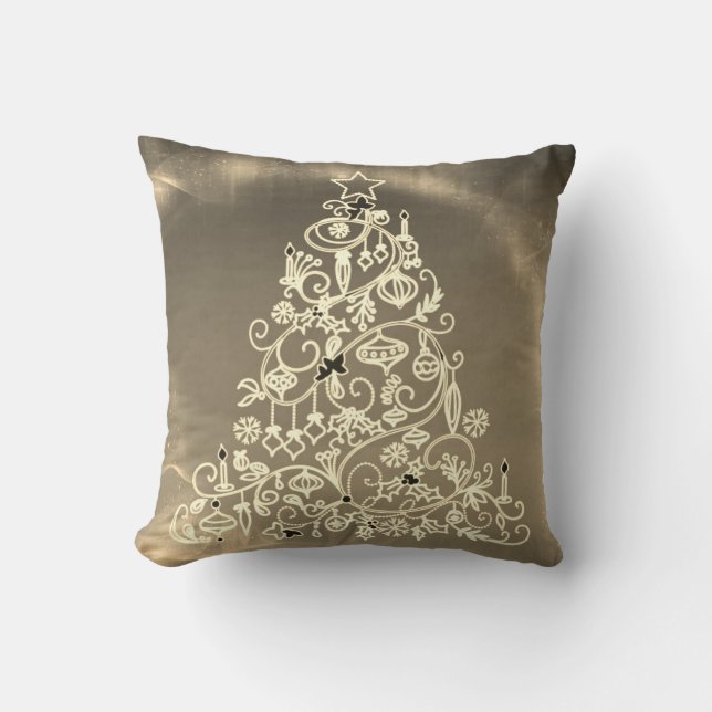Coussin Arbres de Noël décoratifs Joyeux Étoiles (Recto)