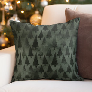 Coussin Arbres de Noël élégants de la forêt verte