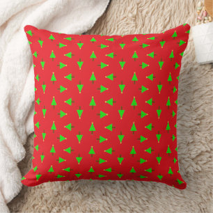 Coussin Arbres de Noël en rouge