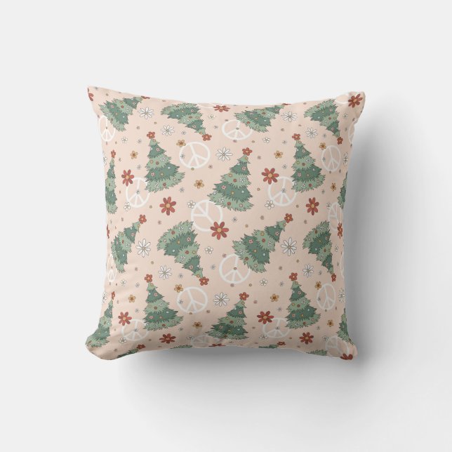 Coussin Arbres de Noël et signes de paix Motif (Recto)