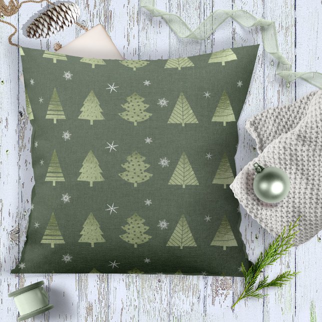 Coussin Arbres de Noël et Snowflakes Motif Green ID863 (Créateur téléchargé)