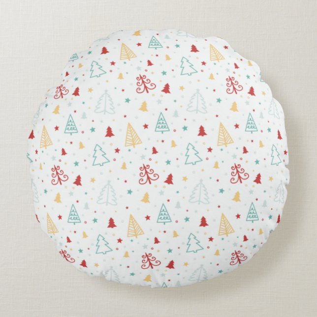 Coussin Arbres de Noël & Étoiles Colorés  (Devant)