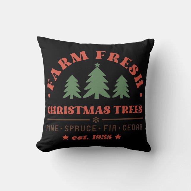 Coussin Arbres de Noël frais de ferme (Recto)