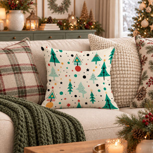 Coussin Arbres de Noël Géométriques Art de Housse de Couss