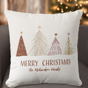 Coussin Arbres de Noël Joyeux Noël Personnalisé Famille Ma