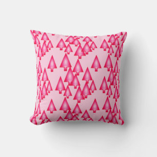 Coussin Arbres de Noël métalliques modernes - rose fuchsia