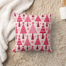 Arbres de Noël minimalistes rose et rouge Motif