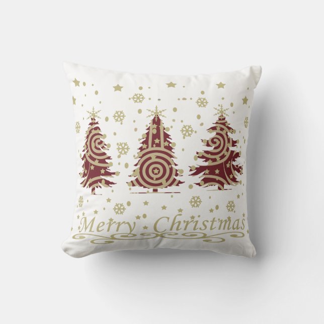 Coussin Arbres de Noël modernes décorés en pin (Recto)