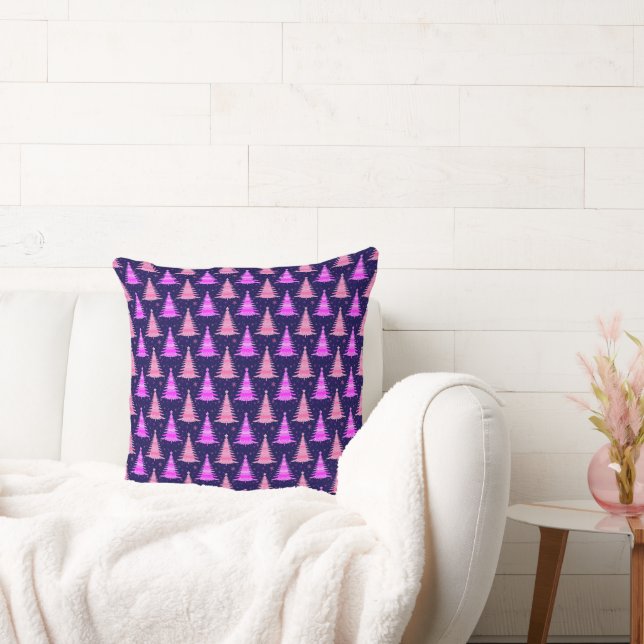 Coussin Arbres de Noël Motif bleu rose (Canapé)