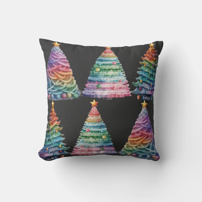 Coussin Arbres de Noël Rainbow (Recto)