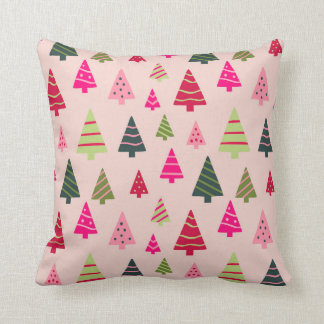 Coussin Arbres de Noël roses et verts