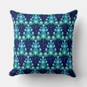 Coussin Arbres de Noël turquoises Motif Jeu d'oreiller