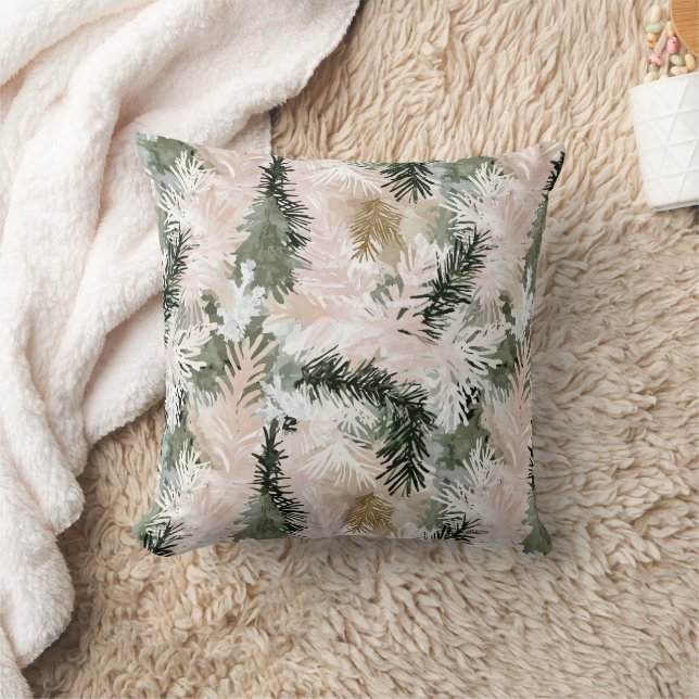 Coussin Arbres de Noël verts roses Abstraits (Couverture)