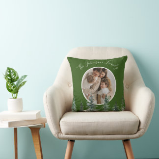 Coussin Arbres de pin aquarelle 2 Photo Noël