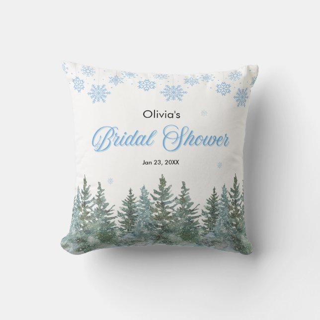 Coussin Arbres de pin d'hiver Flocons de neige Réception d (Recto)