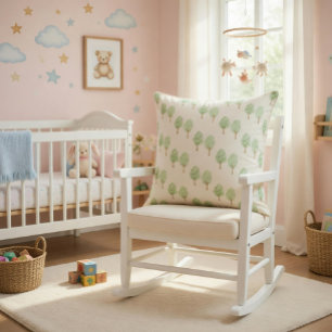 Coussin Arbres délicats à motif de peinture à l'eau vert c