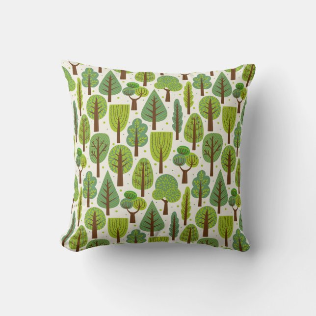 Coussin Arbres d'été : Motif vert sans joint (Recto)
