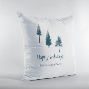 Coussin Arbres d'hiver bleus de la Marine