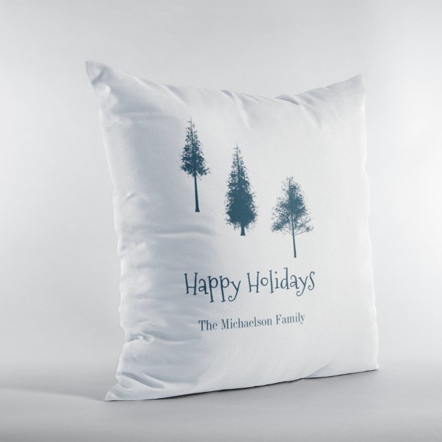 Coussin Arbres d'hiver bleus de la Marine (Créateur téléchargé)