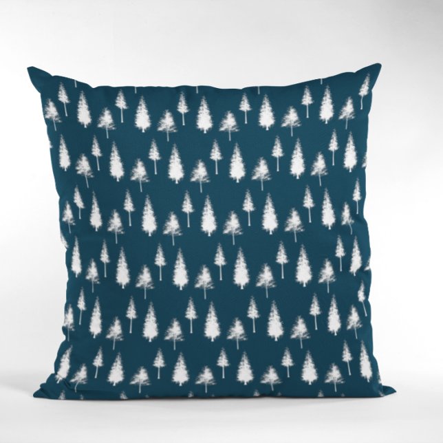 Coussin Arbres d'hiver bleus de la Marine (Créateur téléchargé)