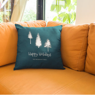 Coussin Arbres d'hiver bleus de la Marine