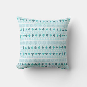 Coussin Arbres d'hiver et Snowflake Motif Bleu